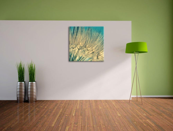 Pixxprint Pusteblumen, Format: 70x70 auf Leinwand, XXL riesige Bilder fertig gerahmt mit Keilrahmen,