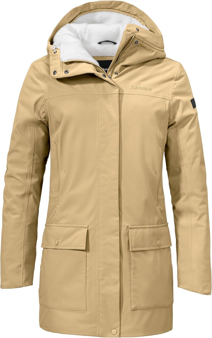 Schöffel Damen Ins. Parka Rotterdam L wind- und wasserdichter Damen Parka mit verstellbarer Taille,
