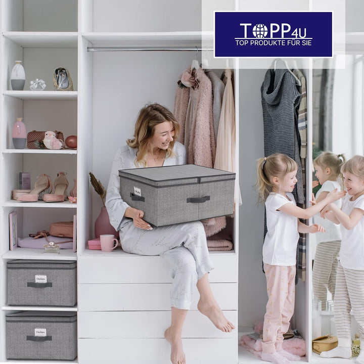TOPP4u grosse Aufbewahrungs-Box mit Deckel 2x - extra grosse Faltbox für Kleiderschrank &amp; Regal - 40