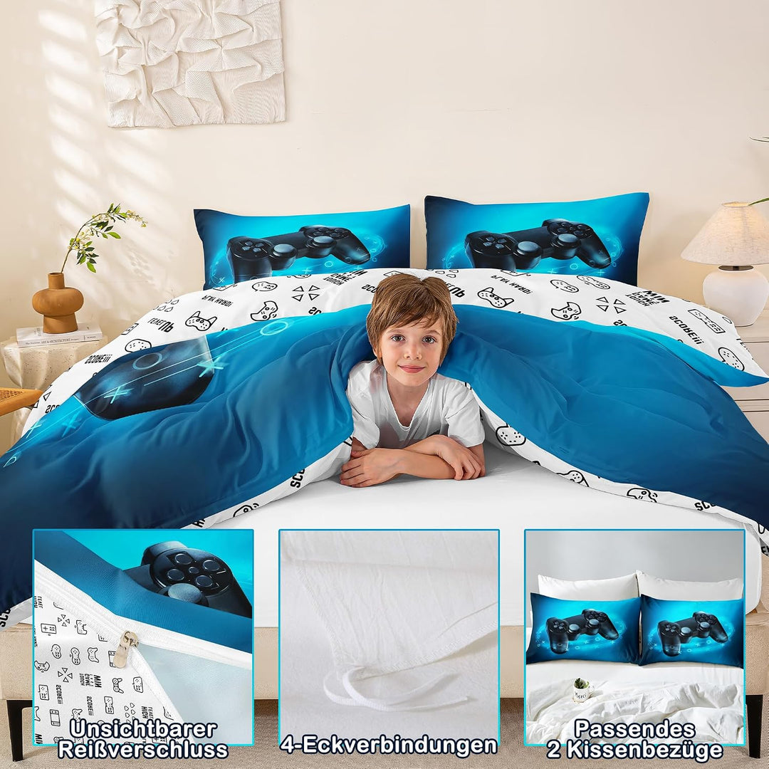 Teens Spiele Bettwäsche-Set, Kinder Gamepad Tröster Startseite Satz 200X200, Moderne Vr Spieler Bett
