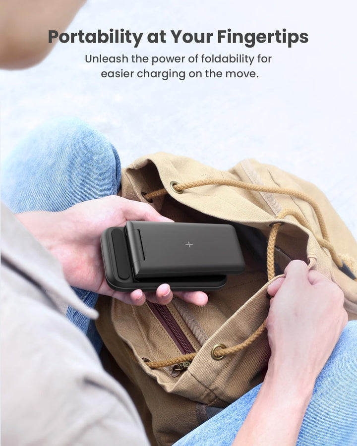 JoyGeek 3 in 1 Kabelloses Ladegerät, Faltbar Wireless Charger für i Phone 15/14/13/12/11/Pro Max/X/8