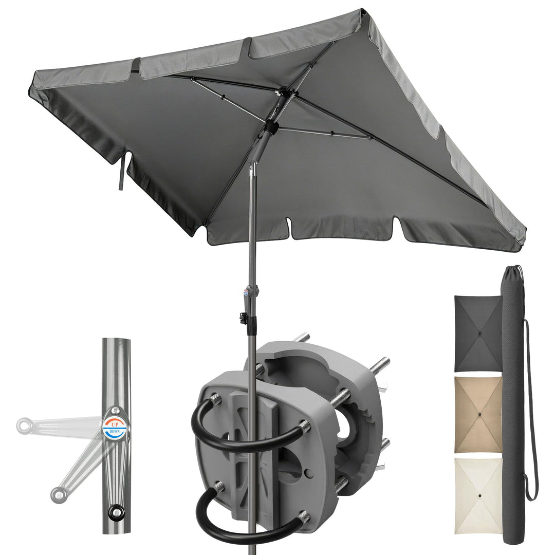 4smile Sonnenschirm Balkon SunnyShade - Sonnenschutz Balkon 3-in-1 SET, Anthrazit - UPF 50+ Sonnensc