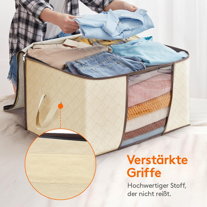 Lifewit 6 Stück 90L Aufbewahrungstasche, Aufbewahrungsbox mit Deckel, Gross Kleideraufbewahrung Umzu