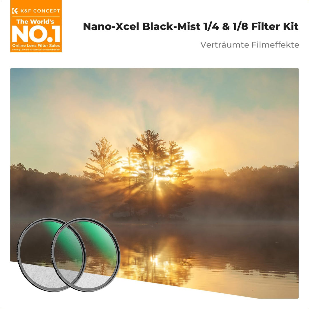 K&F Concept Nano-X Serie Black-Mist 1/4 Filter Filter & Black-Mist 1/8 Filter，55mm Black Promist Fil