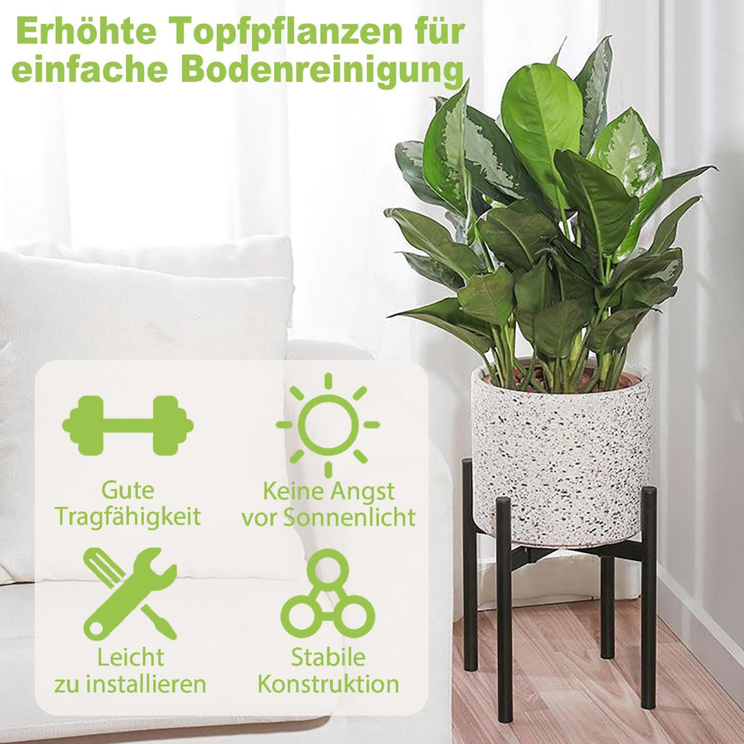 Lighterday Blumenständer Schwarz Pflanzenständer Verstellbar,Metall Pflanzenregal Blumenhocker für D