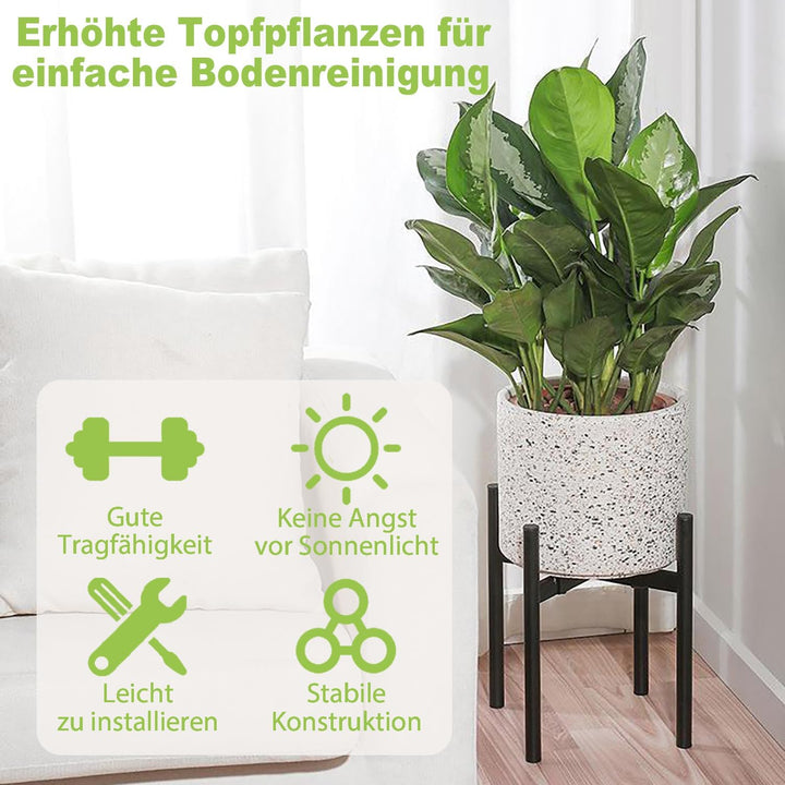 Lighterday Blumenständer Schwarz Pflanzenständer Verstellbar,Metall Pflanzenregal Blumenhocker für D