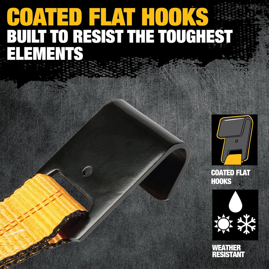 DEWALT DXBC10000F Spanngurt mit Ratsche, mit flachem Haken, robuste Ladungssicherung (4,5 kg Bruchfe