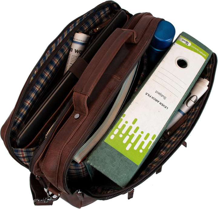 Marc Peter® Laptoptasche Auckland 15,6 Zoll Leder I Umhängetasche für Laptop I Aktentasche für Noteb