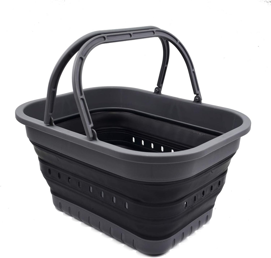 SAMMART 19L Collapsible Tub with Handle - Portable Outdoor Picnic Basket/Crater - Foldable Shopping