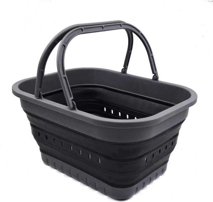 SAMMART 19L Collapsible Tub with Handle - Portable Outdoor Picnic Basket/Crater - Foldable Shopping