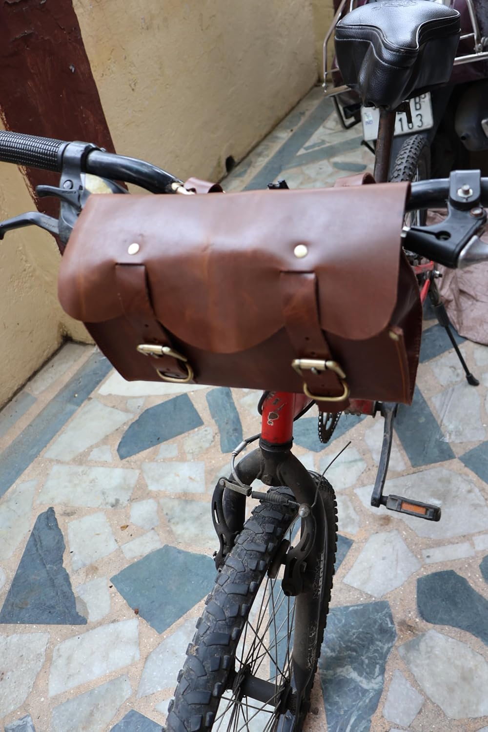 american blue Büffelleder Lenkersattel Motorradtasche Fahrrad Werkzeugtasche Leder Reise Zubehör Tas