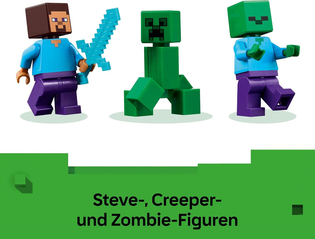 LEGO Minecraft Das TNT-Dschungelhaus - Gamer Spielzeug für Kinder - Interaktives Spielset mit Boot,