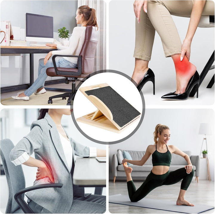 Balance Board und Schrägbrett aus Holz, Verstellbares‌ Wadendehner, Wackelbrett für Physiotherapie,