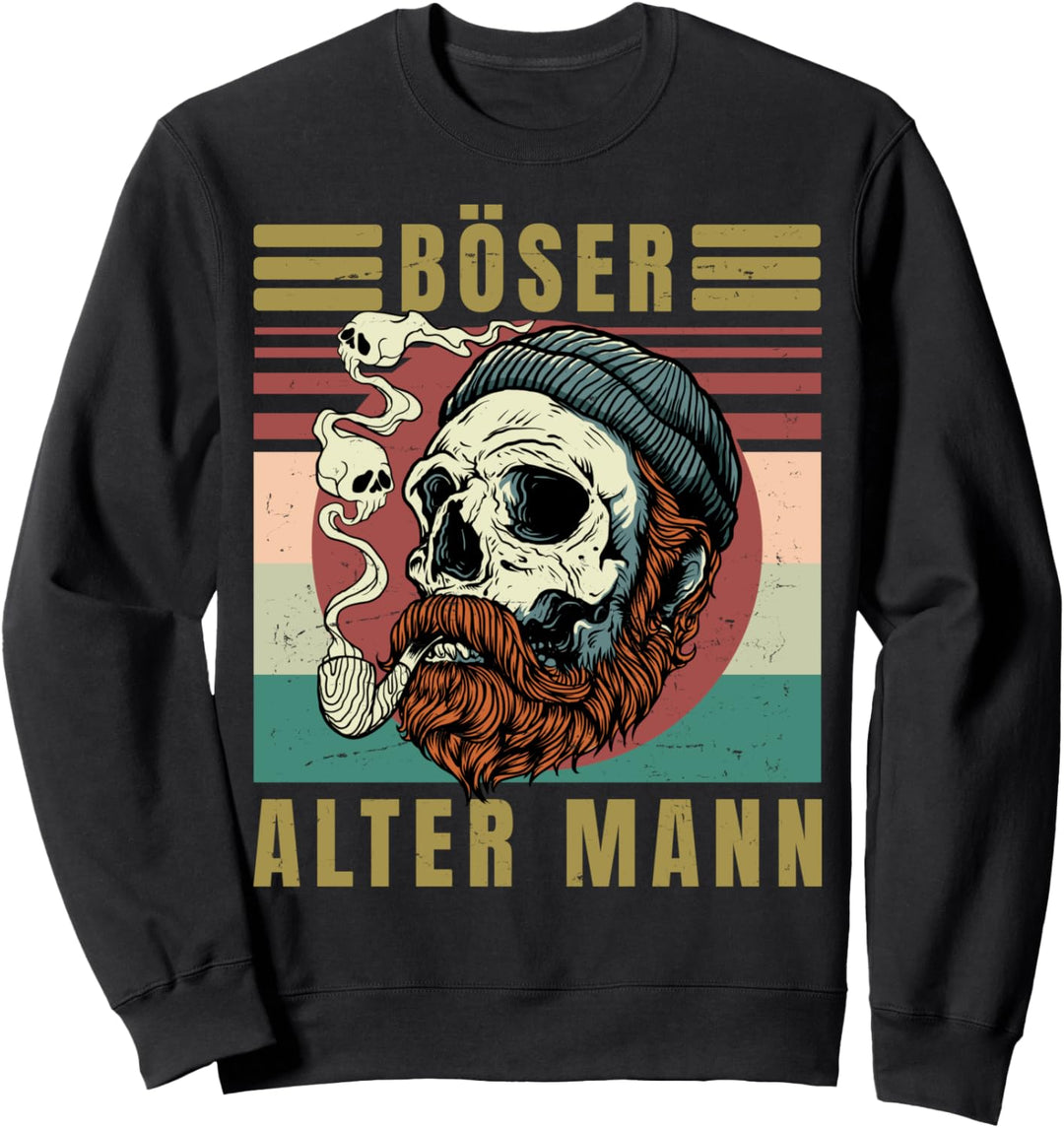 Herren Böser alter Mann - Totenkopf Vintage - Biker - Gang Sweatshirt