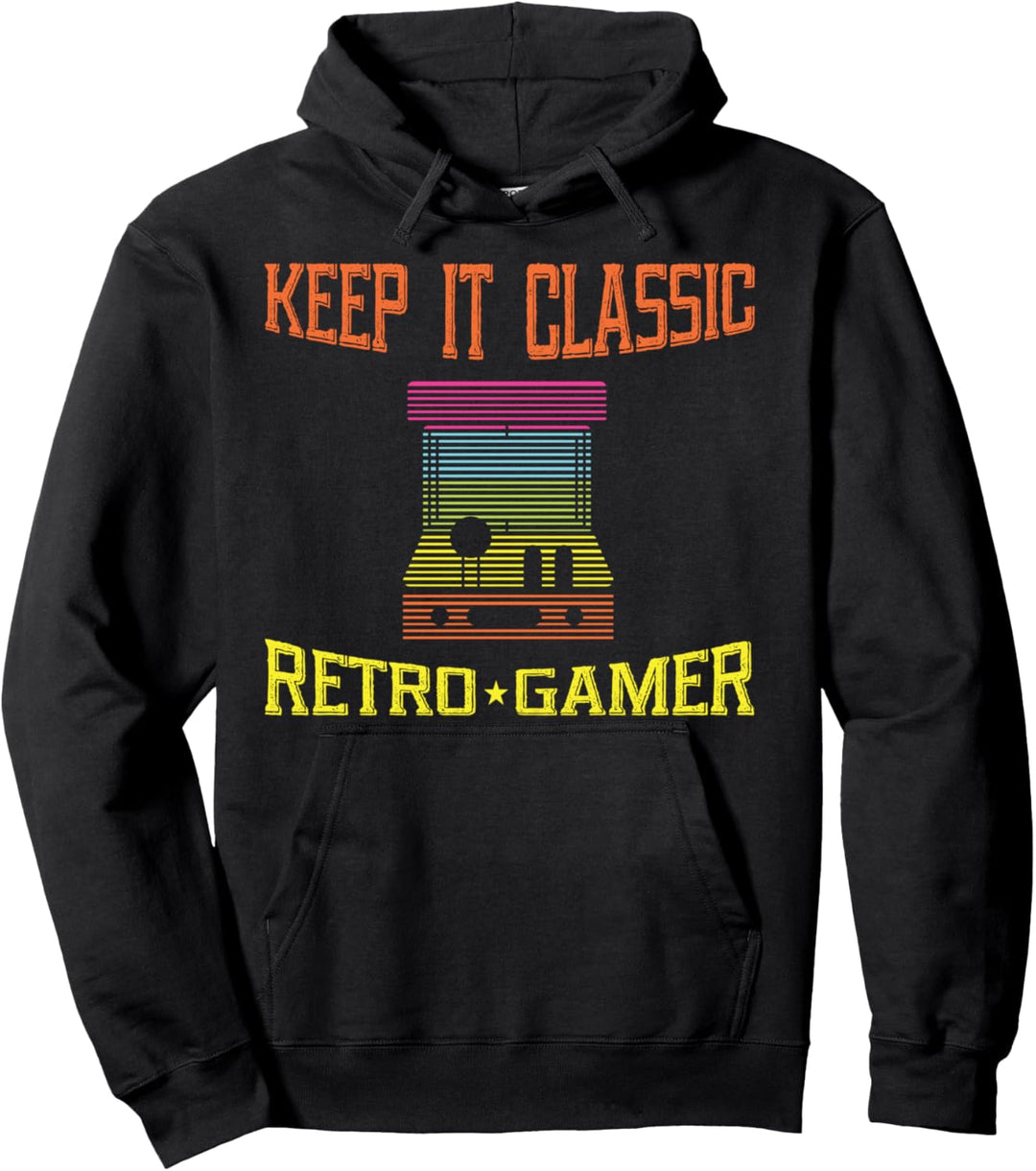 Klassische Retro Gamer Spielautomaten Computerarcade Pullover Hoodie