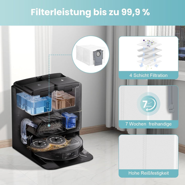 19 Stück Zubehör für Roborock Saros Z70 Saugroboter, Ersatzteil mit 4 Staubbeutel 4 Seitenbürsten 4