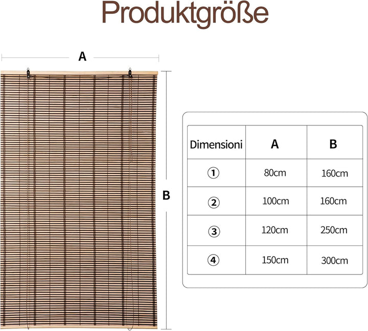 Cy.curtain bright Bambusrollo Bambus Rollo Sonnenschutz und Sichtschutz Rollo,für Fenster und Braun