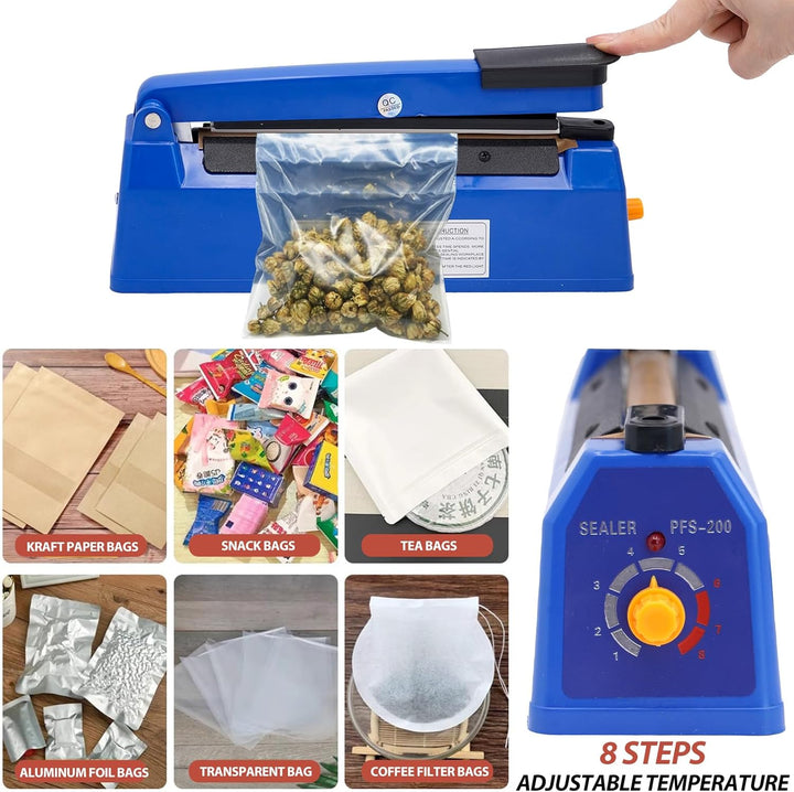 MOGOULUA 200 mm Heisssiegelgerät Folienschweissgerät Balkenschweissgerät Versiegelungsgerät Temperat