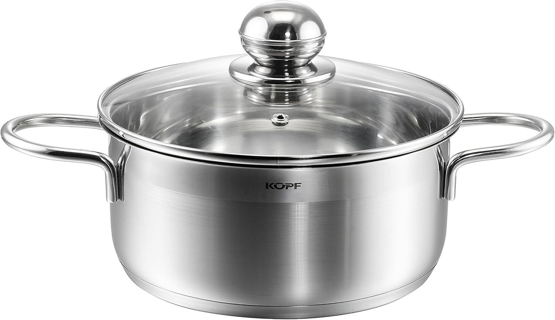 KOPF Bratentopf Josie, Ø 20 cm, Höhe 9 cm, 2 Liter aus Edelstahl, Bratentopf