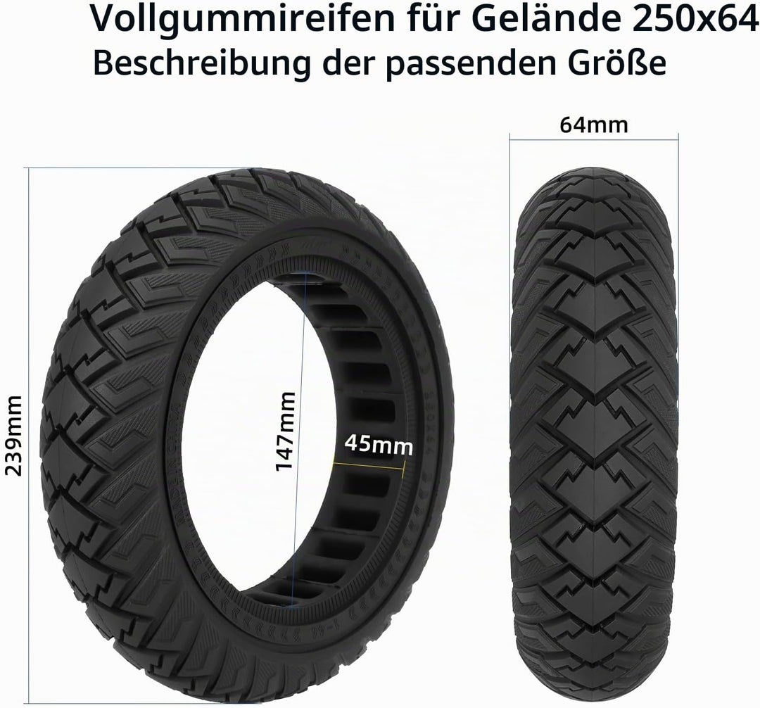 ulip Ersatzreifen für Xiaomi 4 Ultra NAVEE S65C Electric Scooter vorne und hinten 250x64 Schwarz, Sc