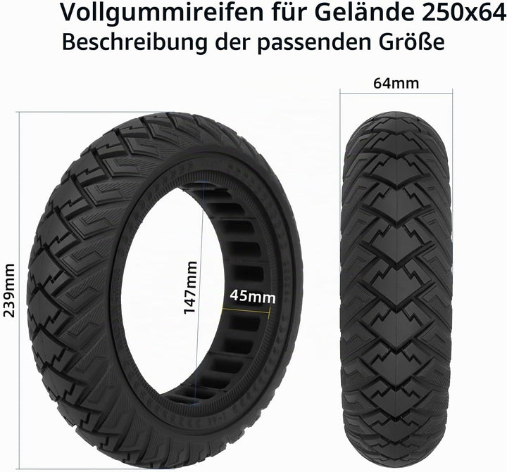 ulip Ersatzreifen für Xiaomi 4 Ultra NAVEE S65C Electric Scooter vorne und hinten 250x64 Schwarz, Sc