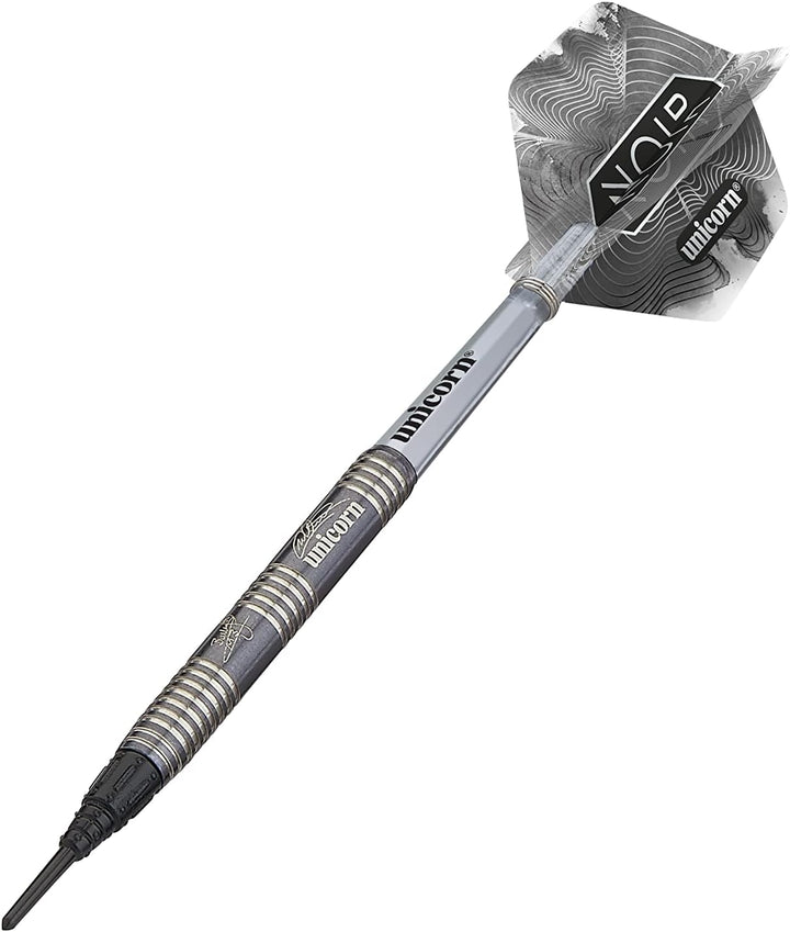 Unicorn Soft Tip Dartpfeile Set, Michael 'Bully Boy' Smith Noir Organic, 70% Tungsten Barrels mit sc