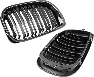 DOCAS Kühlergrill für 3er E46 4 DOOR 4D 2002-2005 Nieren Doppelsteg Sport Glanz Schwarz 3er E46 4 DO