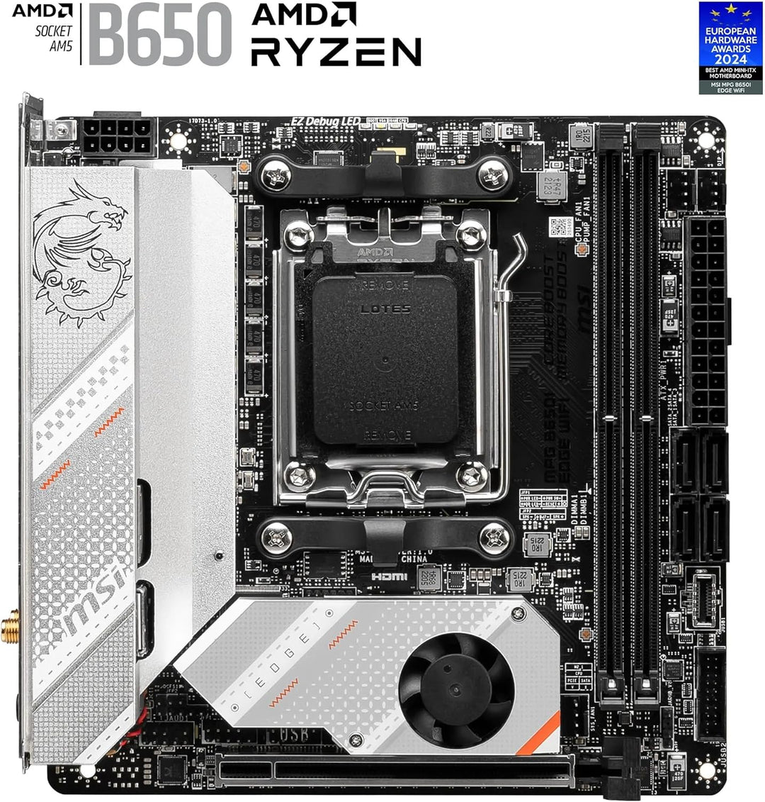 MSI MPG B650I Edge WiFi Mainboard, Mini-ITX - Unterstützt AMD Ryzen 7000 Serie Prozessoren, AM5-8 Ph