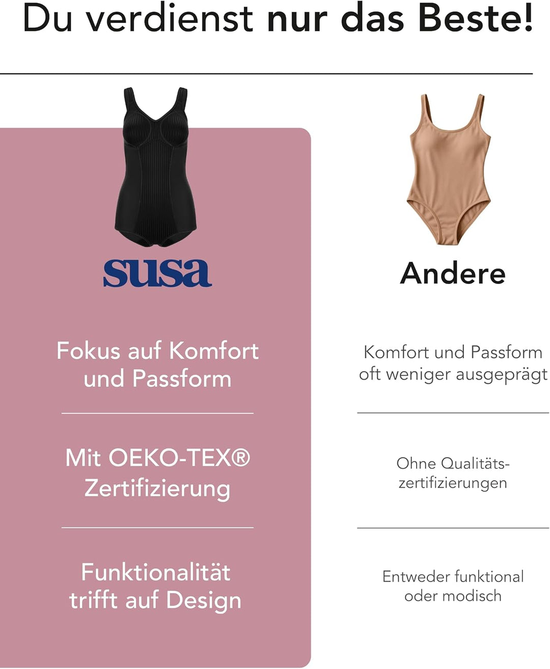 SUSA Body ohne Bügel Cremana / Body Shapewear Damen stark formend / Frauen Mieder / Softer Bodysuit