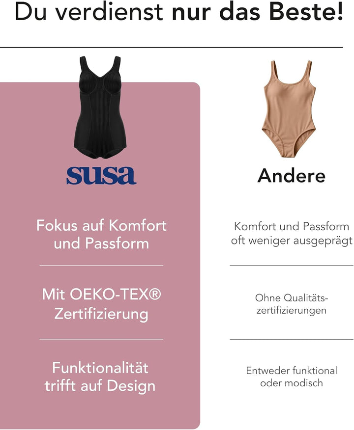 SUSA Body ohne Bügel Cremana / Body Shapewear Damen stark formend / Frauen Mieder / Softer Bodysuit