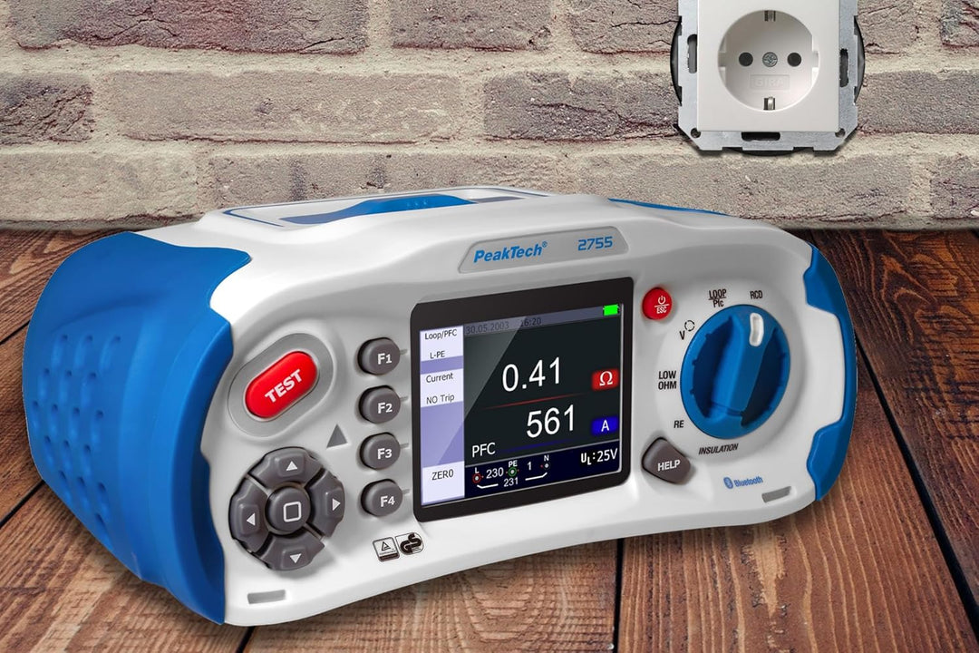 PeakTech 2755 – VDE-0100 Installationstester mit Bluetooth, USB & SD-Karte, Multifunktions Prüfgerät