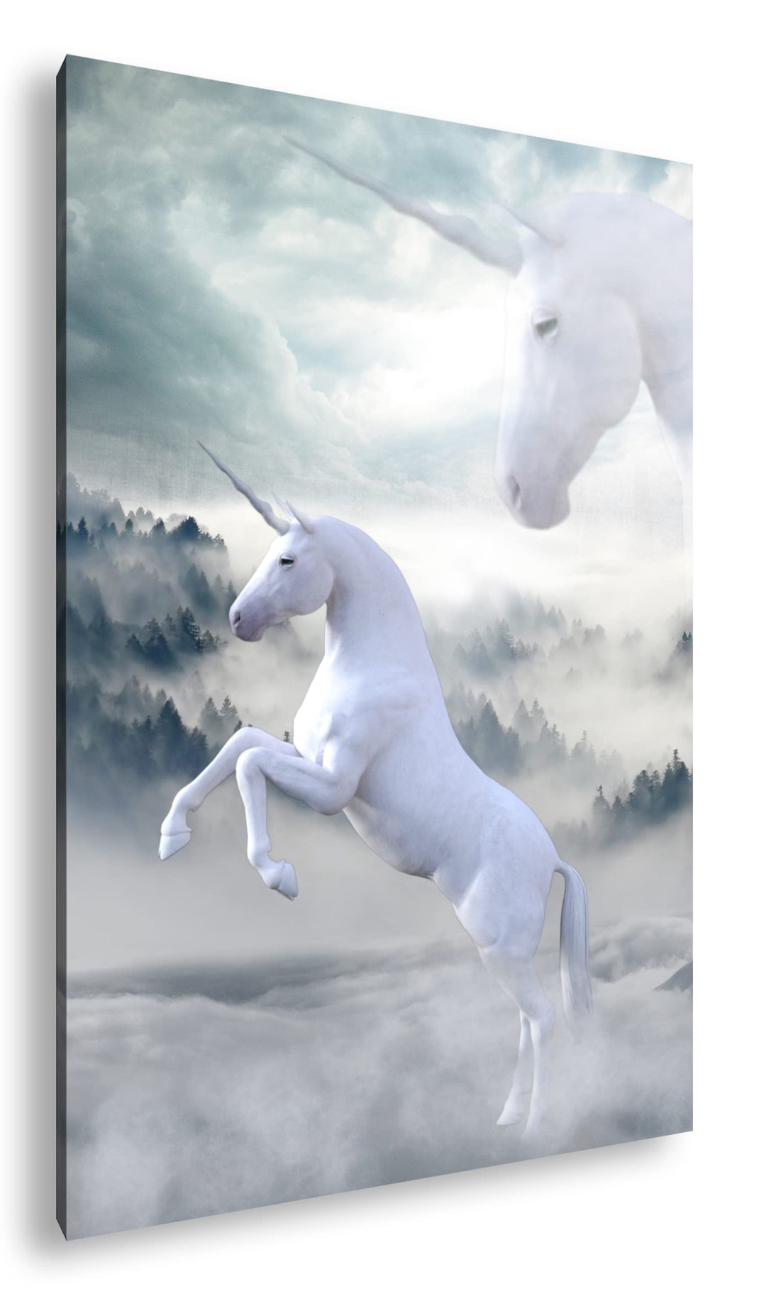 deyoli zauberhaftes stolzes Einhorn Format: 80x60 als Leinwandbild, Motiv fertig gerahmt auf Echthol