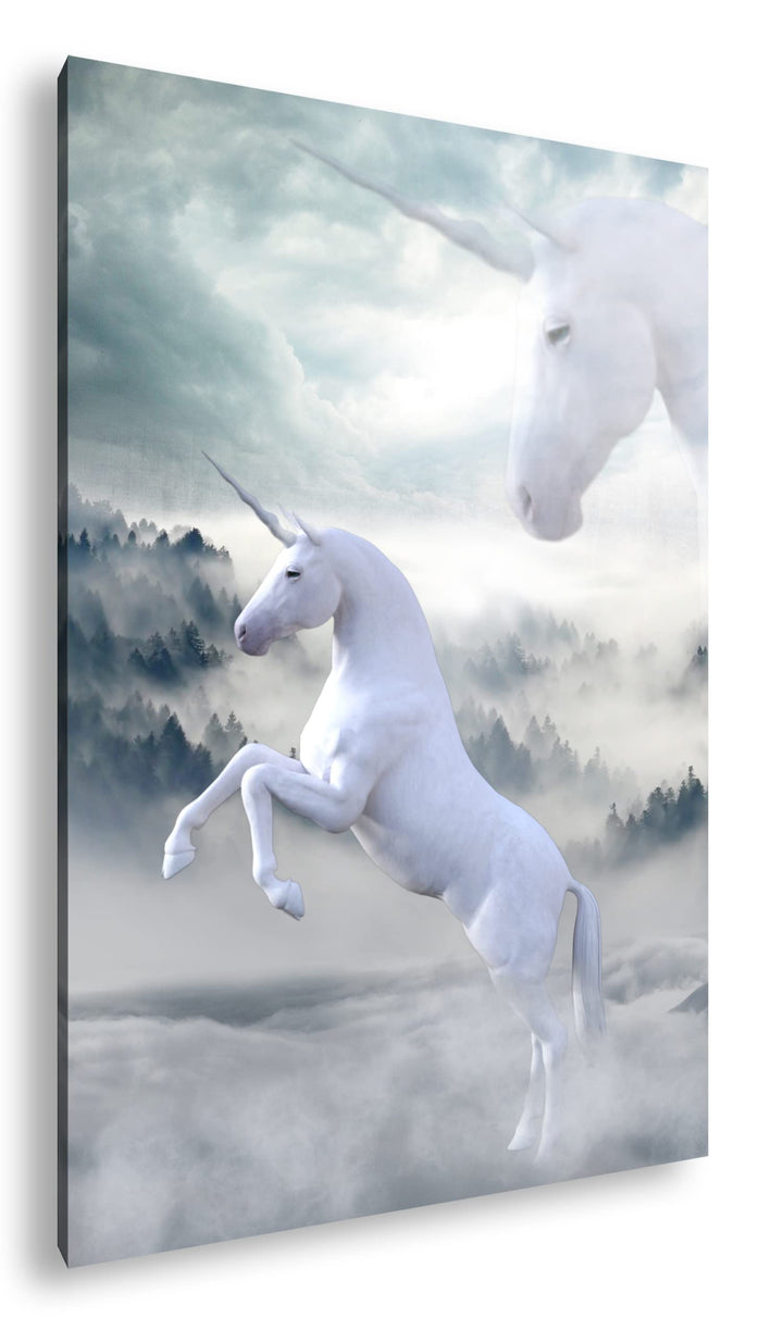 deyoli zauberhaftes stolzes Einhorn Format: 80x60 als Leinwandbild, Motiv fertig gerahmt auf Echthol