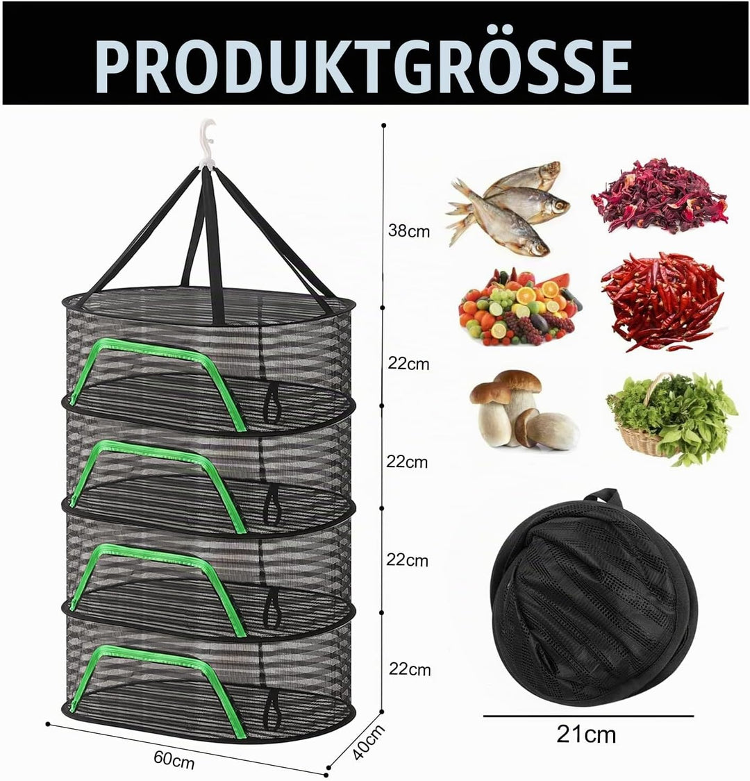 Trockennetz für KräUter, 4-Lagiges Kräutertrockner Hängend Mit Oberhaken, Pflanzen Trocknungsnetz Mi