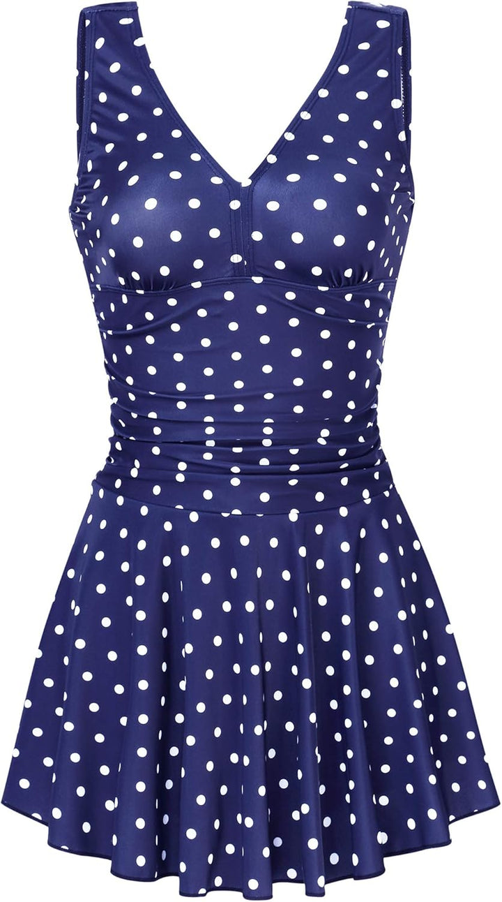 Clearlove Damen Badeanzug Einteiler Schwimmanzug Rüschen Retro Strandmode Einfarbig Bademode Bikini（