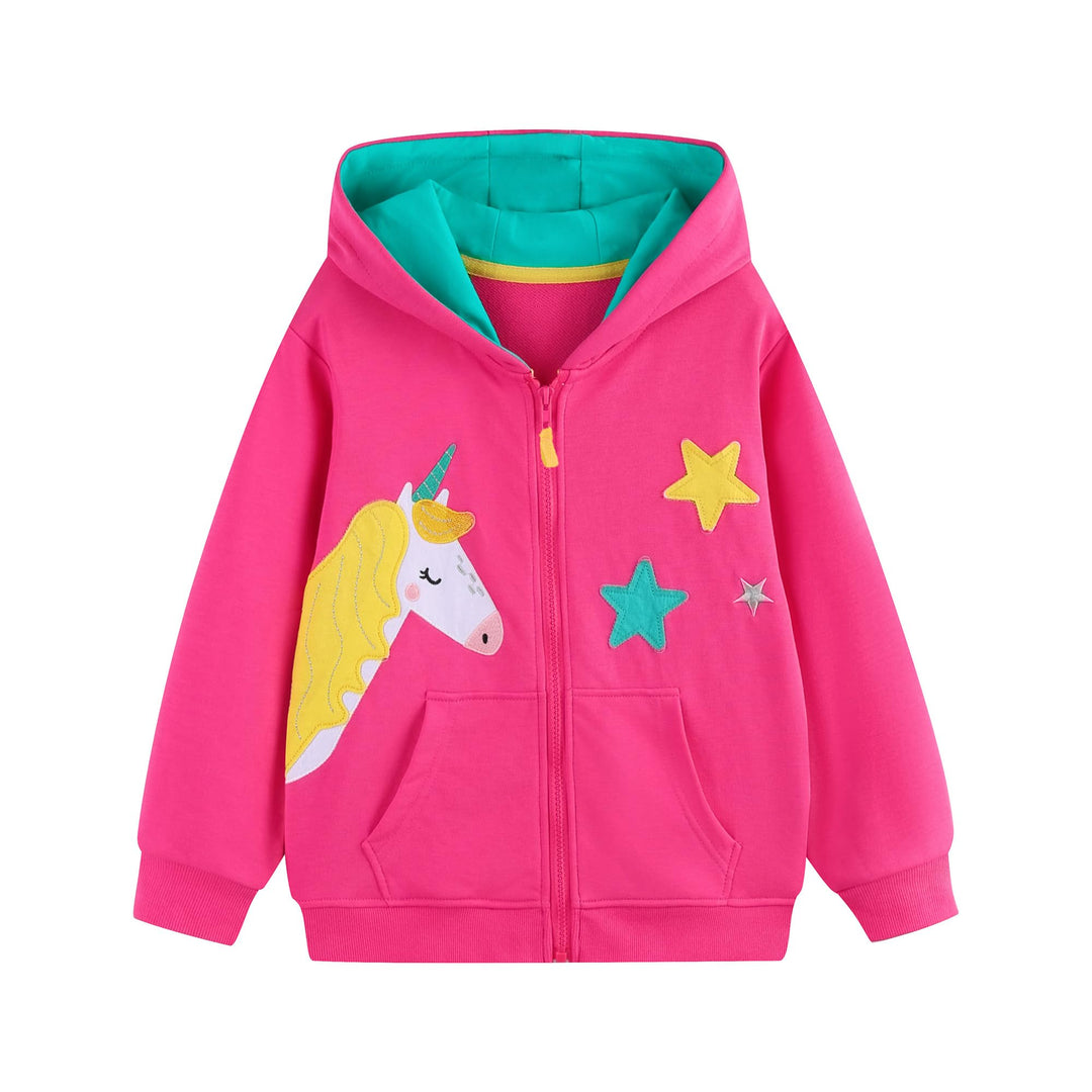 Kapuzenpullover Mädchen Zip Up Hoodie Langarm Warm Baumwolle Tiere Sweatjacke Pullover Hoody Sweatsh