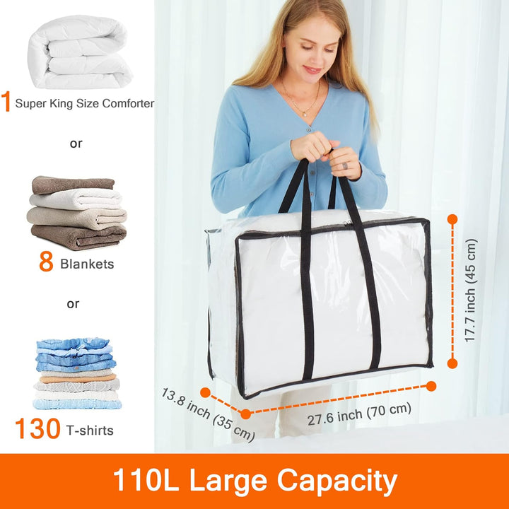 Vieshful 3 Pack Aufbewahrungsbeutel Löschen 110L Übergross Kleidertaschen mit Doppelten Reissverschl