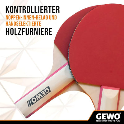 GEWO Midi Schlägerset - Tischtennisschläger-Set mit Zwei kleineren Schlägern und DREI Bällen - 2 Sch