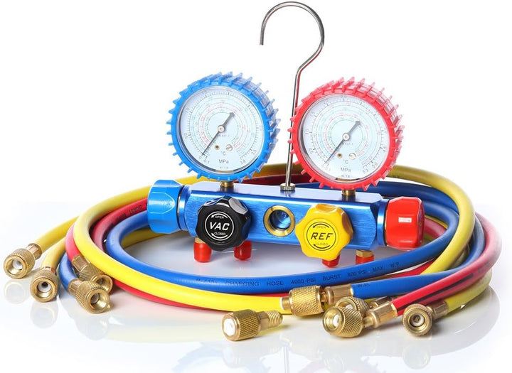 Melko Monteurhilfe Set 4-Wege für R134 R410a R22 R407c inkl. 4 Füllschläuchen