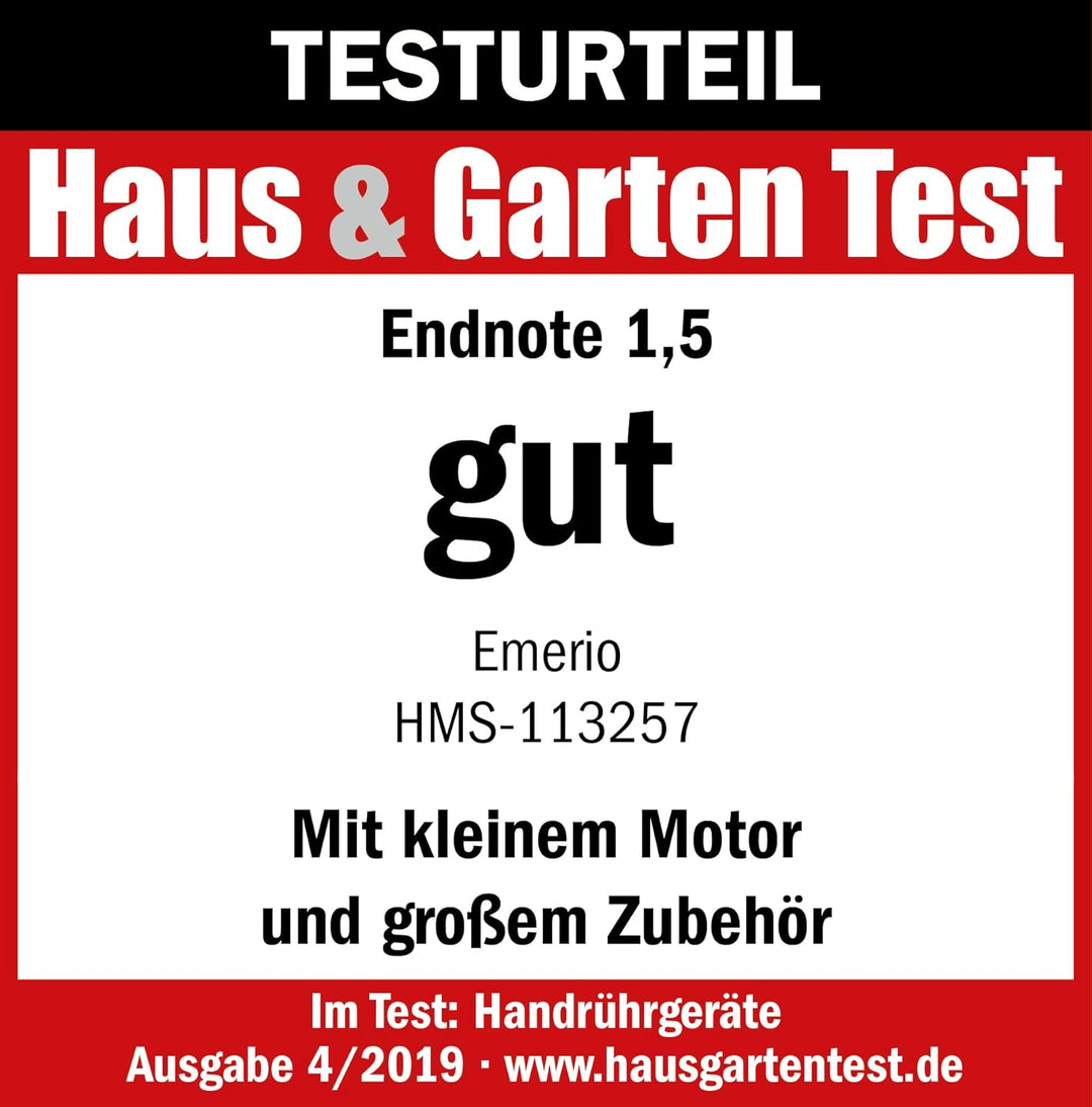 Emerio Handmixer-Set mit revolutionärem 1-Finger-Speed-Control, Quirl Mixer Zerkleinerer, 3in1, kind