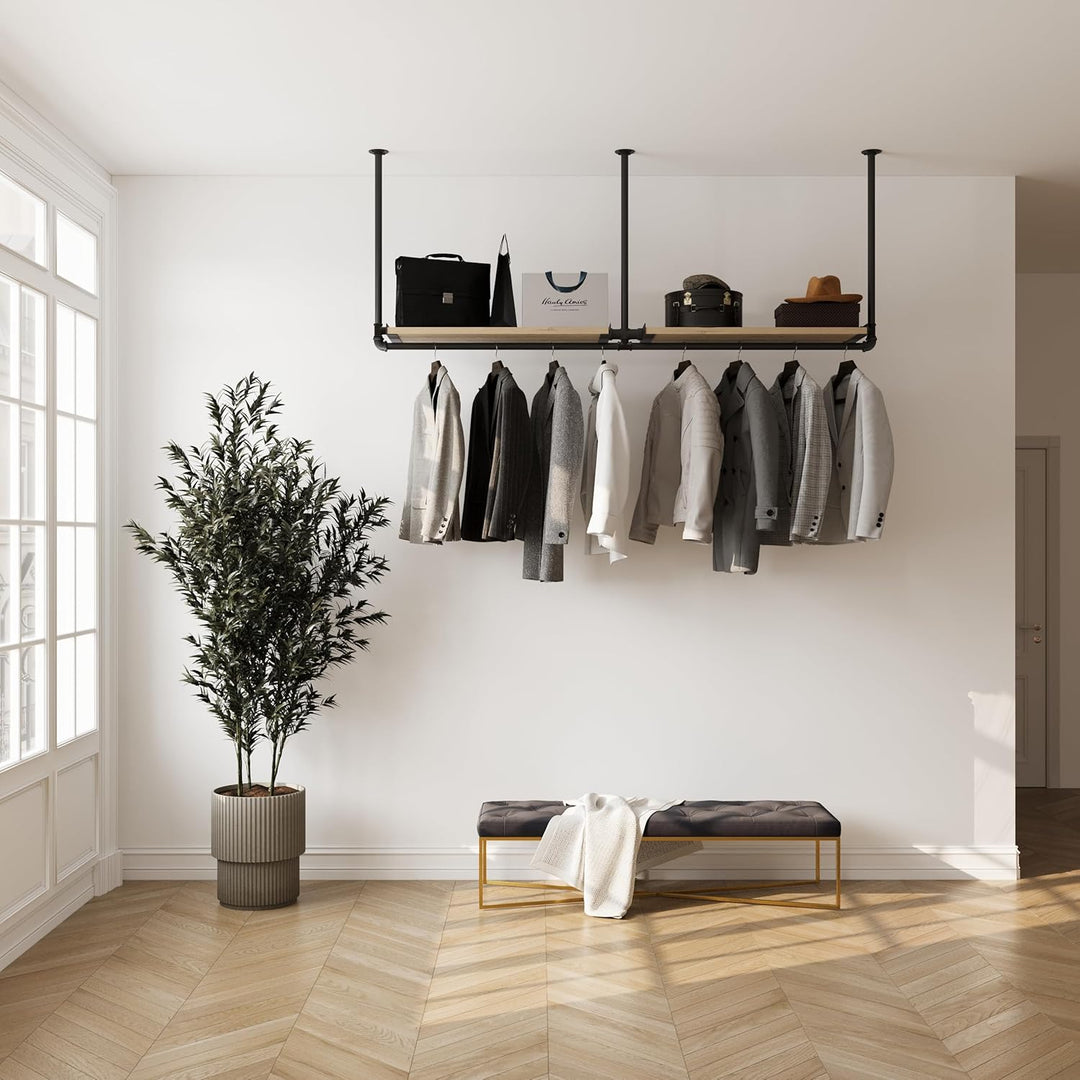 Kleiderstange Garderobe DIEK II Industrie Design für Decke | Breite 200 cm x Höhe 70 cm | Deckengard