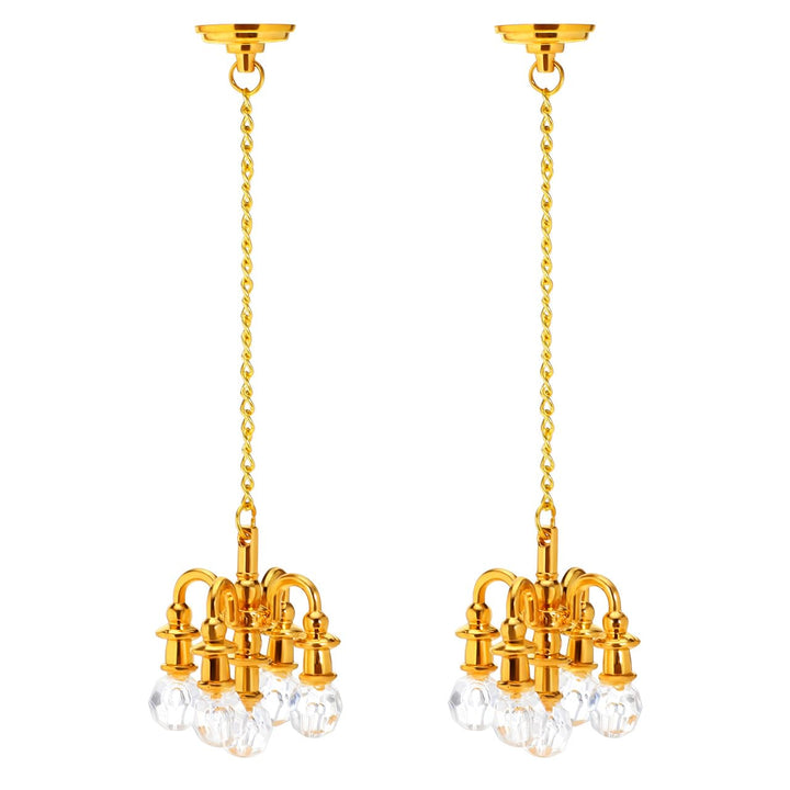BESTonZON 2stücke Mini Wasserkrystall Chandelier Miniatur Beleuchtung Für Puppenhaus Dekoration Inst