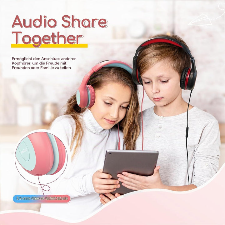 EarFun Kinder Kopfhörer 3er-Pack, Kopfhörer Kinder mit Kabel, 85/94dB Lautstärkenbegrenzer, Faltbare