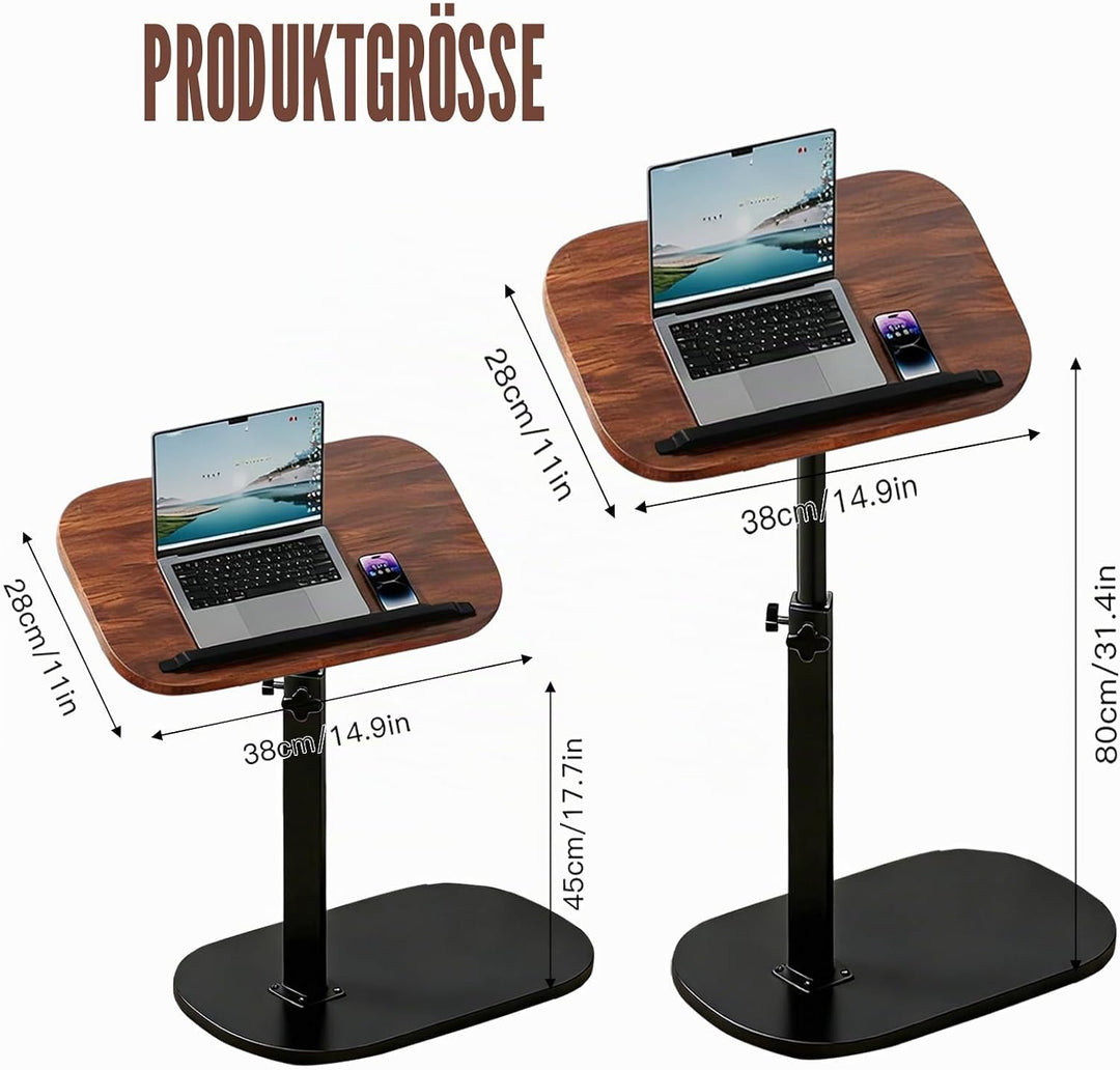 Drehbarer Beistelltisch, 360° Drehbarer Höhenverstellbarer Beistelltisch, Couchtisch für schmale Räu
