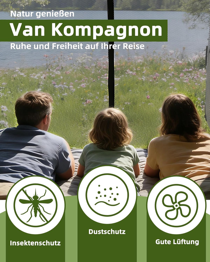 150x110cm Magnetische Van Insektennetze, Seitentür Moskitonetz mit Magnet Auto Fliegengitter mit Mit