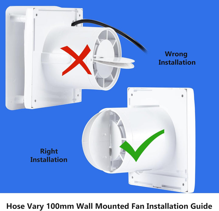100mm Badlüfter Abluftventilator | Wandventilator Abluftventilator mit Rückstauklappe, EU-Stecker fü