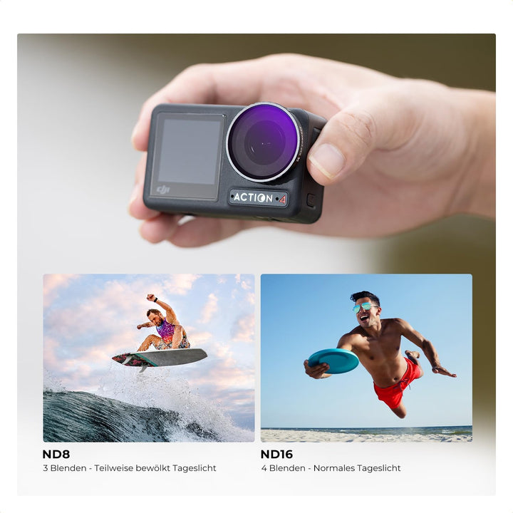 K&F Concept ND Filtersets,4er Pack ND8, ND16, ND32，ND64 Filter kompatibel mit DJI Osmo Action 4 ND8+