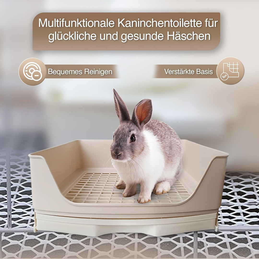 Breker Kaninchen Toilette [mit HERRAUSNEHMBARER SCHUBLADE] inkl. Bodenrost - Geeignet als Hasentoile