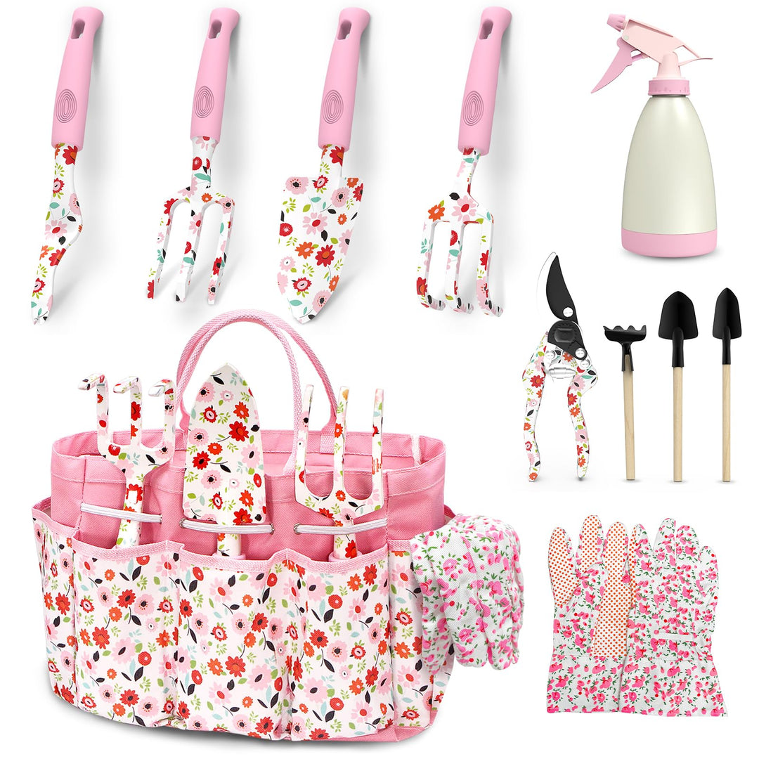 MQFORU Gartenwerkzeug Set, 11 Stück Heavy Duty Gartengeräte Set, neues komplettes Set von gedruckten