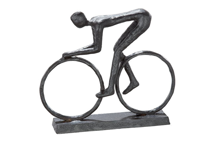 GILDE Design Skulptur Racer brüniert - Figur auf Rennrad - Höhe 15 cm Höhe 15 cm Braun, Höhe 15 cm B